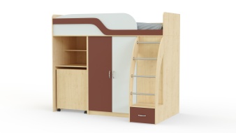 Кровать-чердак с рабочей зоной Мираж К22 BMS со шкафом