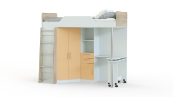 Кровать-чердак со столом Ника 427 BMS для девочек