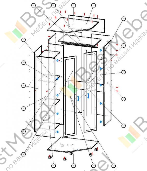 Шкаф зенит 1 схема сборки угловой с зеркалом