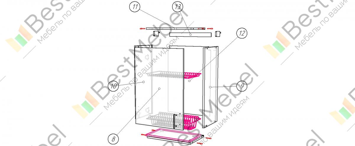 Схема сборки сушки для посуды в шкаф